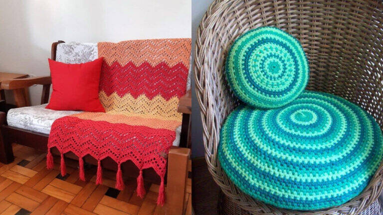 Peças diversas em crochê cheias de criatividade e charme para o seu lar!