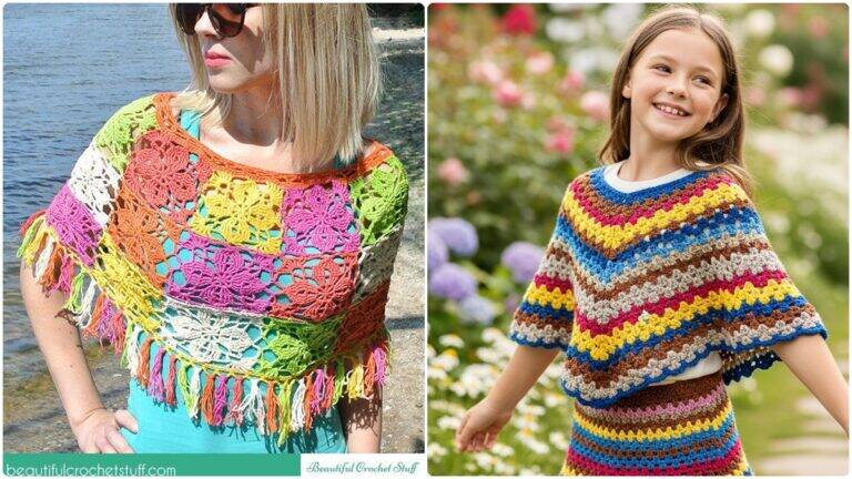 Ponchos de crochê sofisticados com gráficos inclusos + vídeo aula!