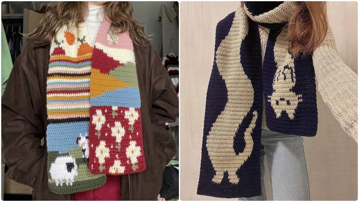 Cachecóis de crochê lindos para looks aconchegantes e criativos!