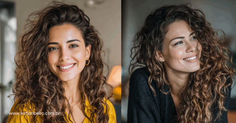 Mulheres sorrindo com cabelos cacheados