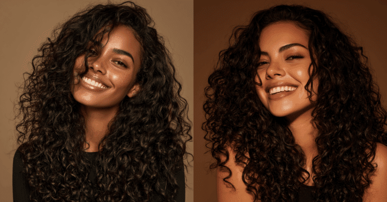 Mulher com cabelo cacheado