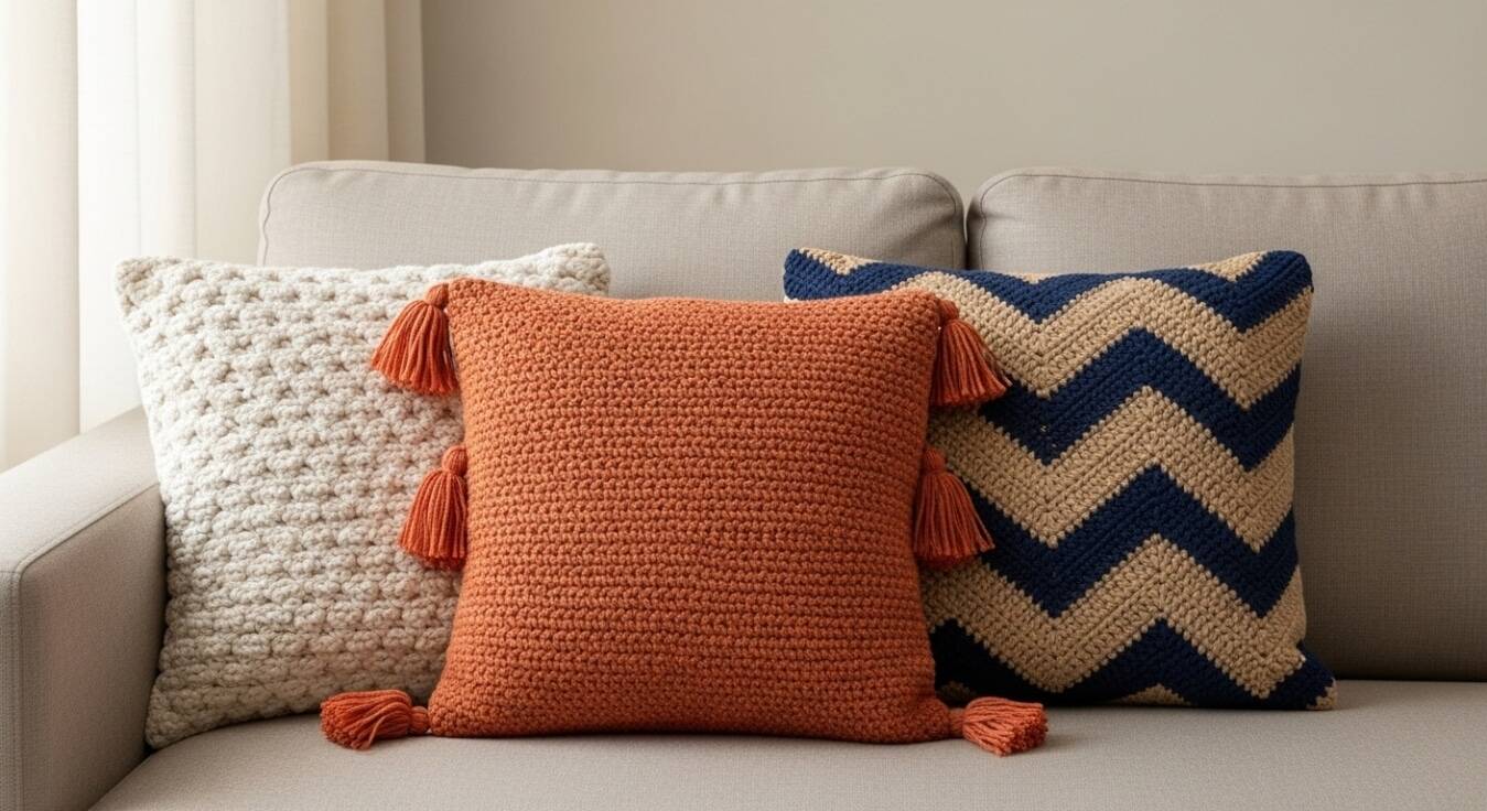 capas de almofada em croche