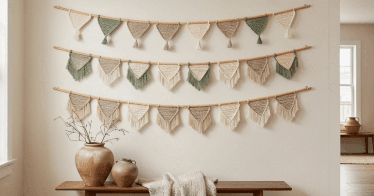 Elegância artesanal com flâmulas de crochê: inspire-se e transforme sua decoração!
