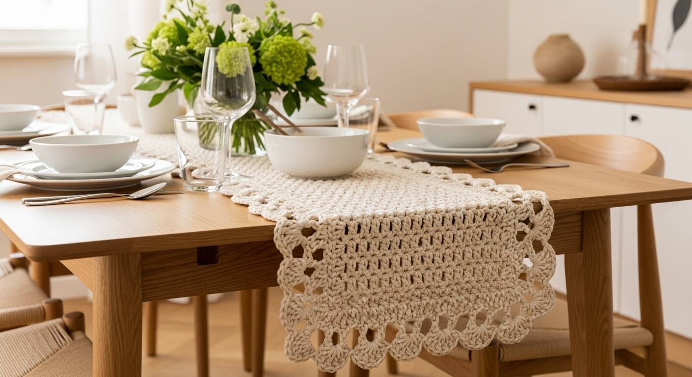 Trilho de mesa em crochê