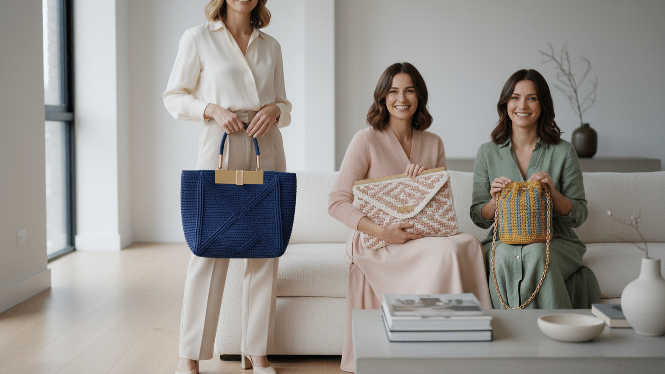 Encante com 20 bolsas de crochê com um design elegante e luxuoso para qualquer ocasião!