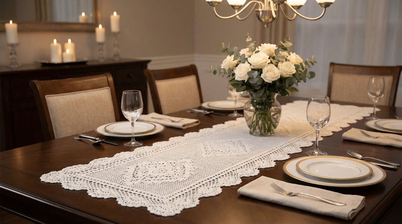 Sala de Jantar Elegante com Trilho Crochê