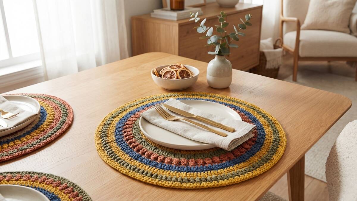 13 sousplats de crochê colorido para deixar sua mesa mais charmosa e cheia de estilo