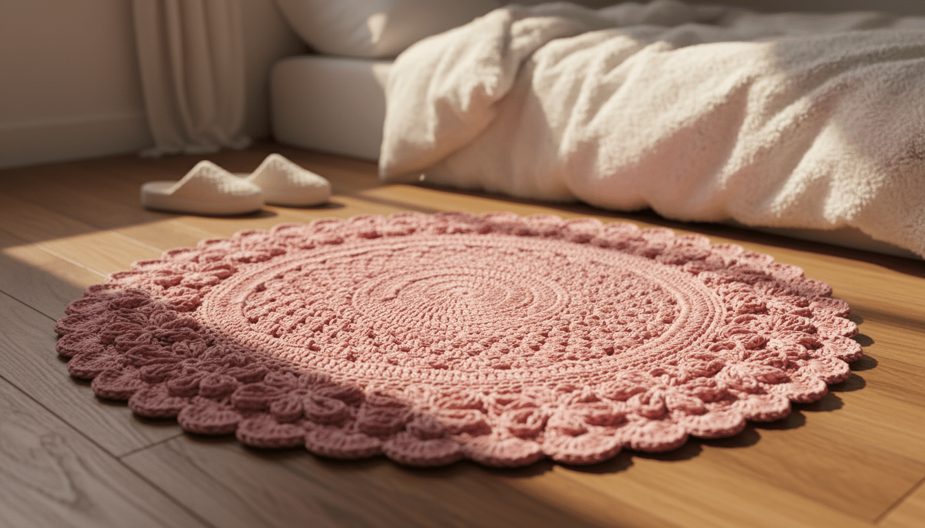 Tapete de Crochê Rosa Detalhado