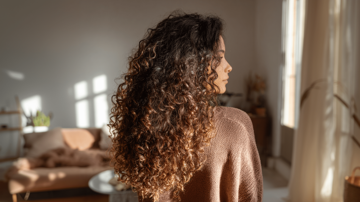 Mulher com cabelo cacheado