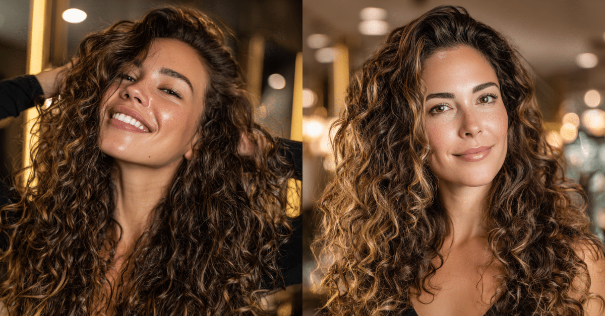 Mulheres com cabelo cacheado