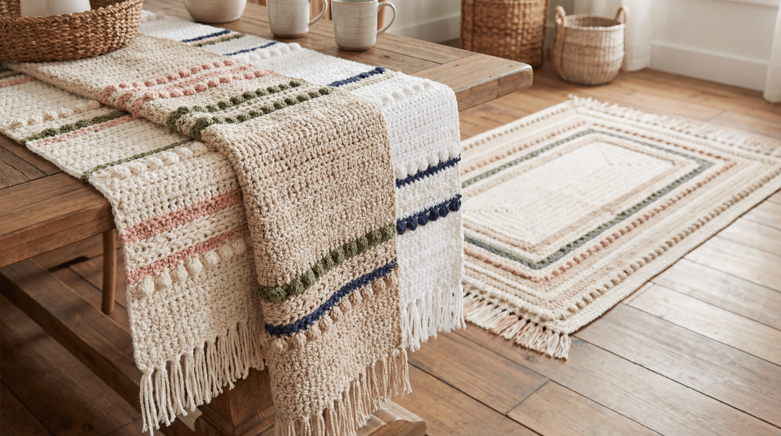 tapetes e caminhos de mesa de crochê