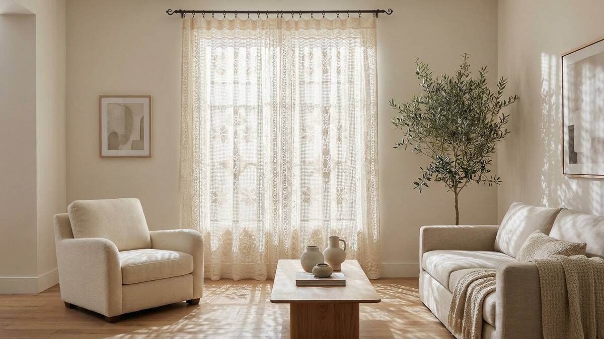 Use cortinas de crochê para valorizar suas janelas com charme único