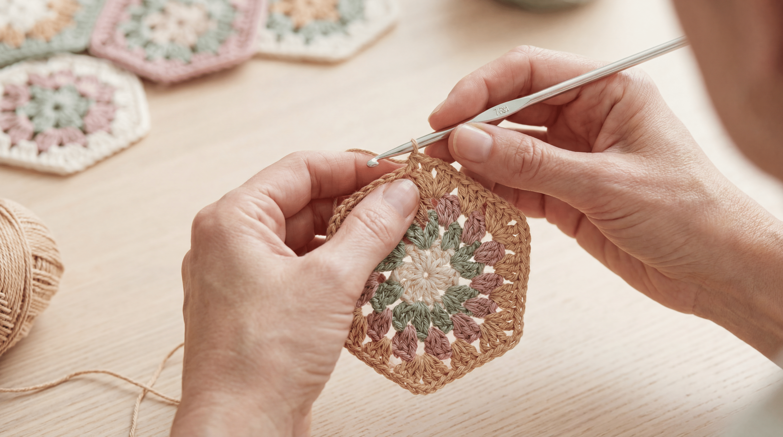 Hands Crocheting Elegant Motifs