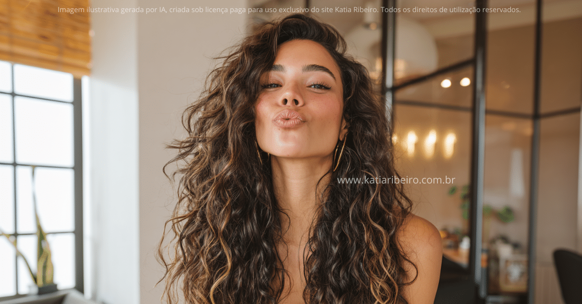 Mulher com cabelos cacheados / ondulados