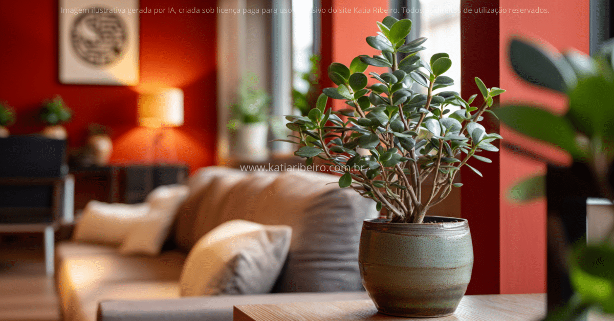 Planta Jade na entrada de uma casa