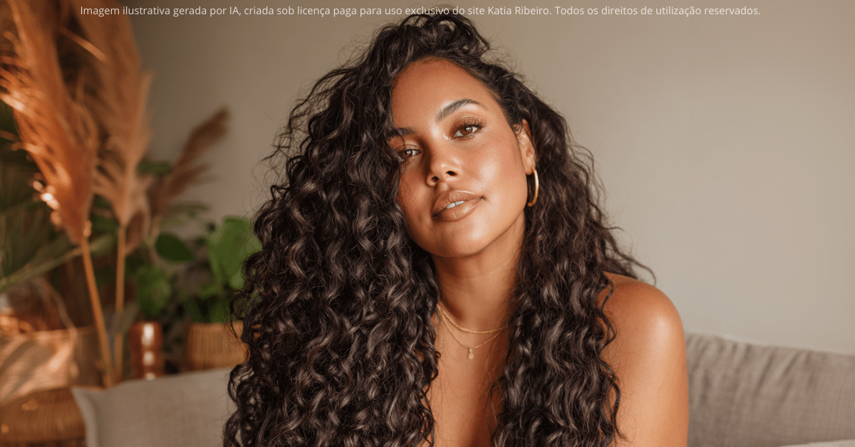 Mulher com cabelos cacheados