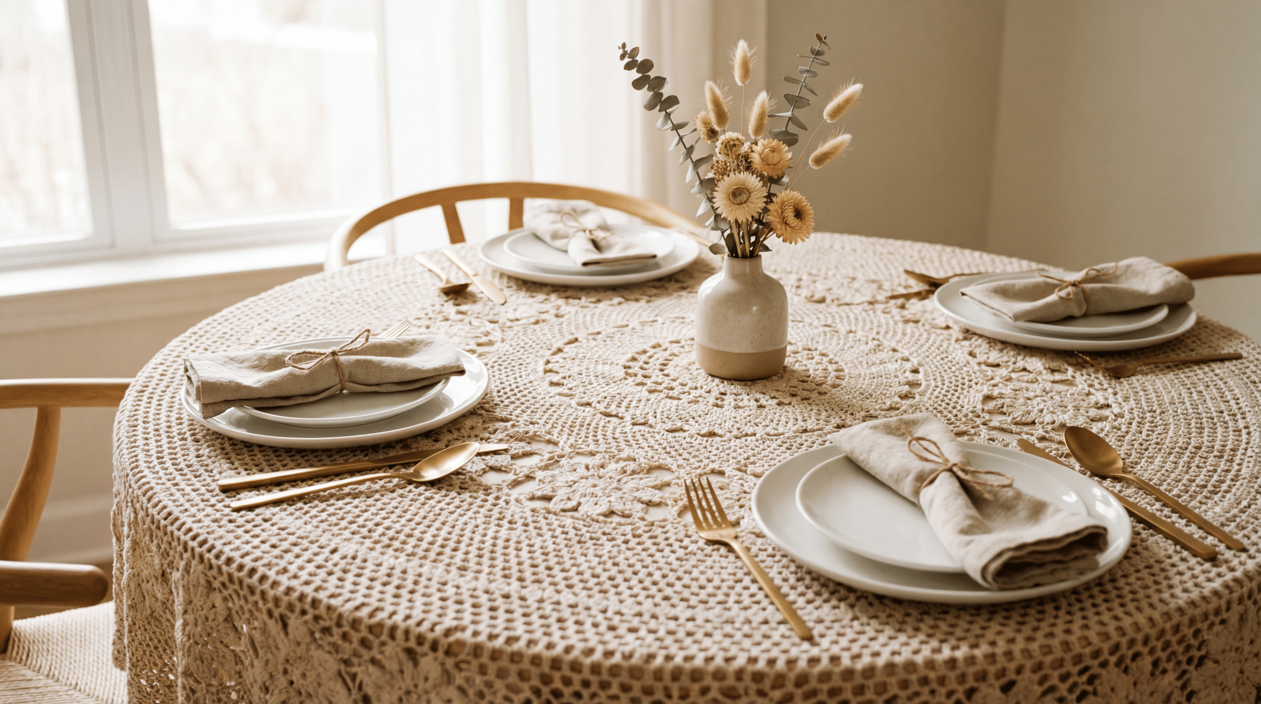 Toalhas de mesa em crochê elegantes para um lar aconchegante