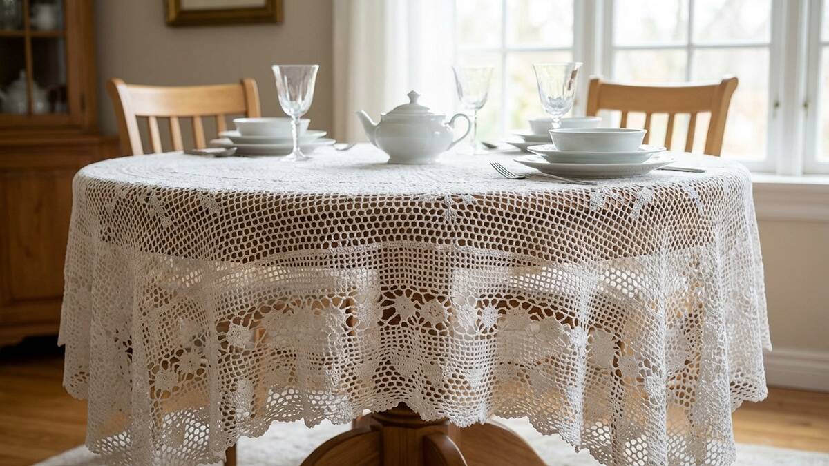 Deixe sua casa mais elegante com toalhas de mesa em crochê