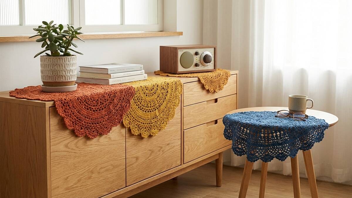Faça toalhinhas de crochê colorido lindas e encha sua casa de alegria