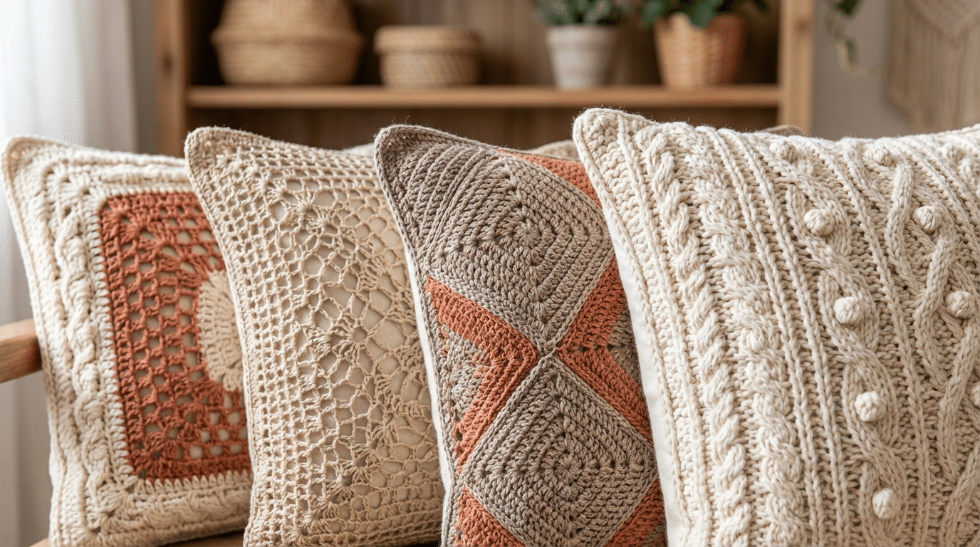 Almofadas de crochê na decoração: como renovar sua sala com texturas e conforto