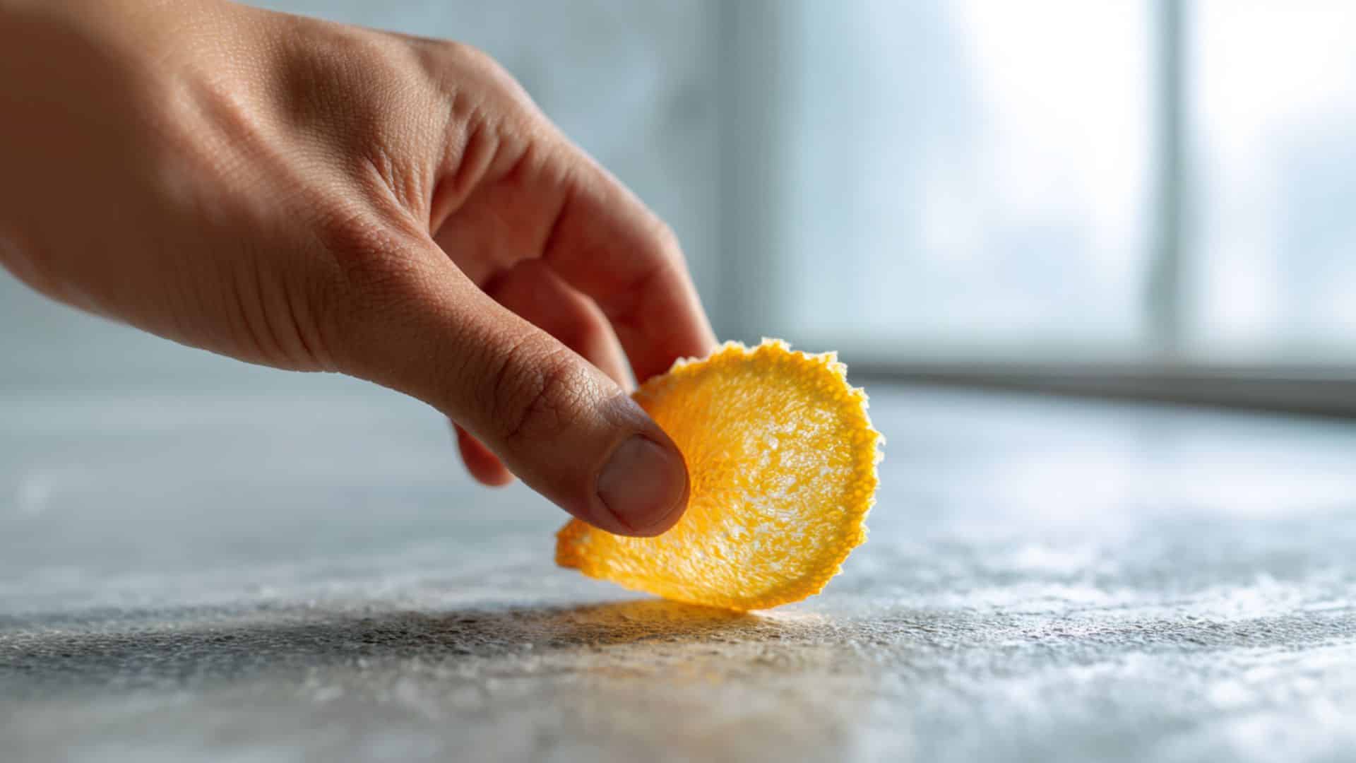 Pessoa utilizando casca de laranja na limpeza