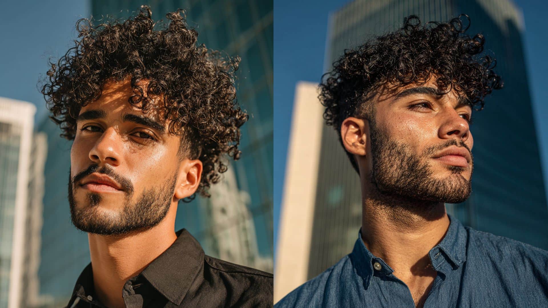 Homens com cabelo cacheado