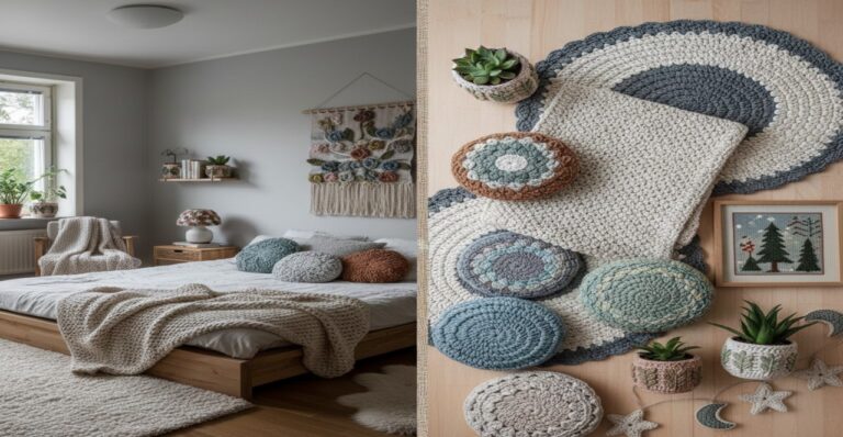 Como combinar jogo de quarto de crochê com decoração escandinava