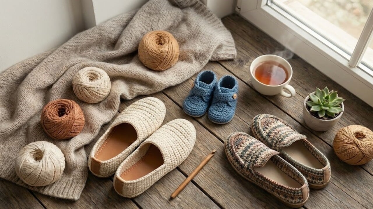 Sapatos de crochê premium para usar com conforto na sua casa