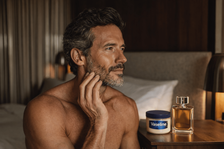 Essa técnica viral consiste em aplicarmos uma generosa camada de vaselina sólida em pontos específicos para garantir maior durabilidade do aroma do perfume na pele