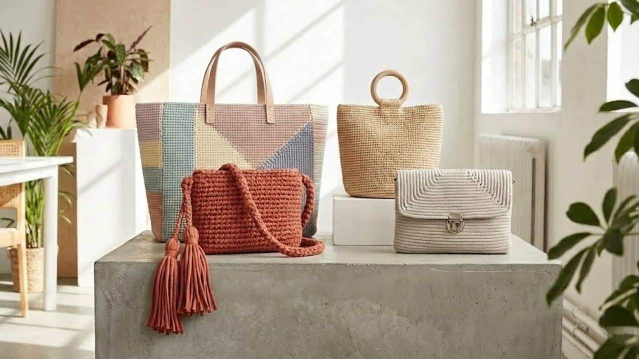 Modelos de bolsas de crochê modernos com gráficos para fazer em 2026