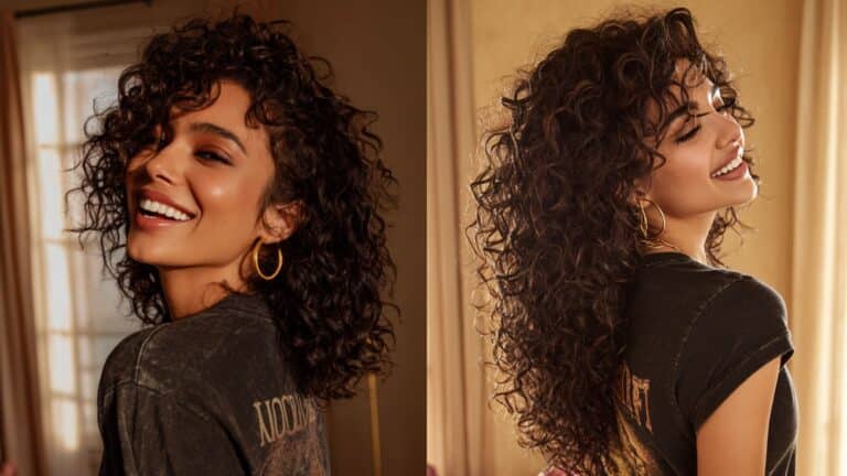 Mulher com cabelo cacheado