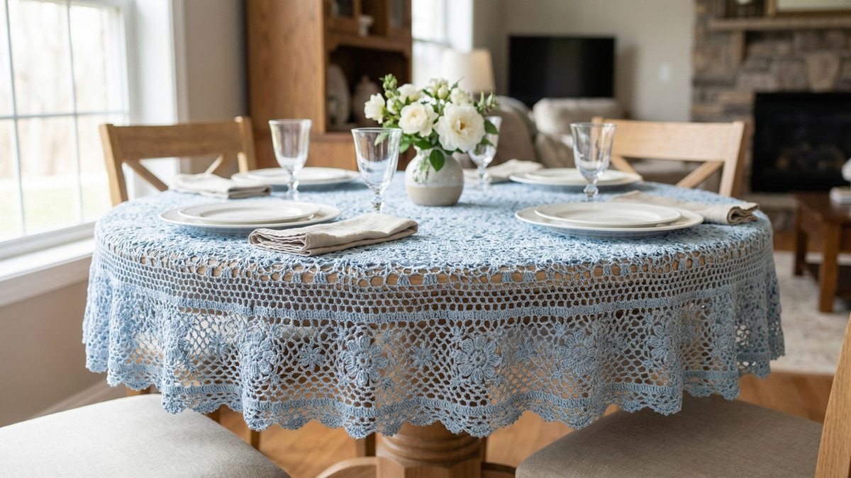 Modelos de toalhas de mesa em crochê com gráficos para você copiar
