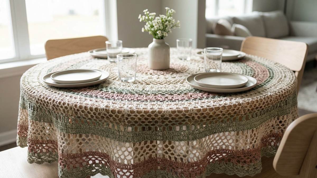 Tapetes e toalhas de mesa em crochê para renovar a decoração