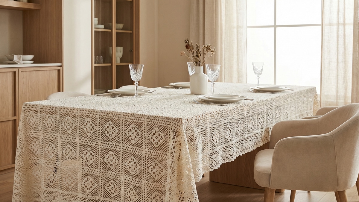 Decore sua casa com toalhas de mesa em crochê de luxo super elegantes