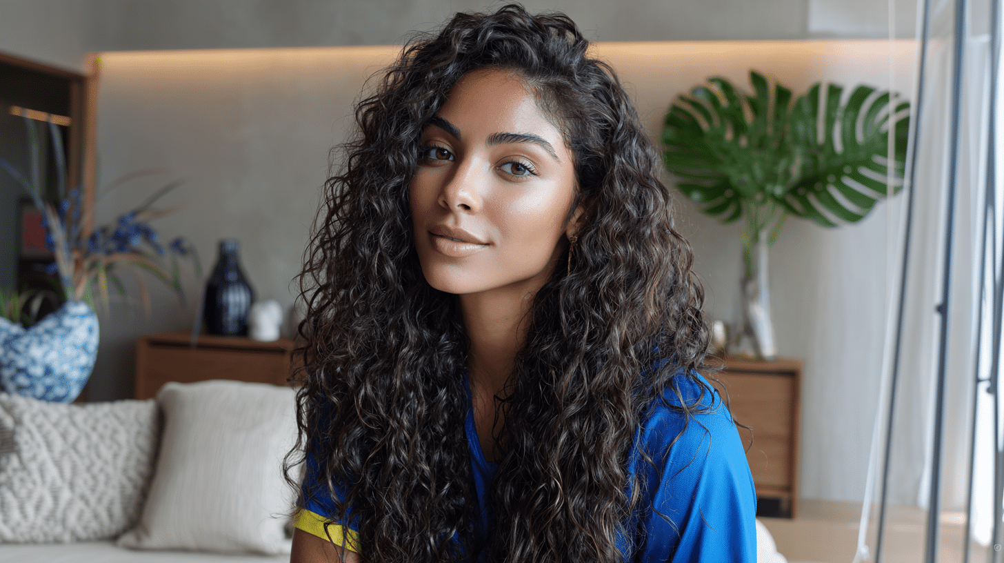 Mulher com cabelo cacheado
