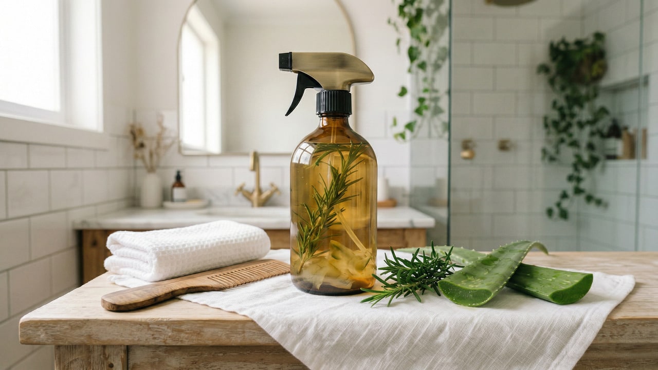Mistura de alecrim com aloe vera para o cabelo