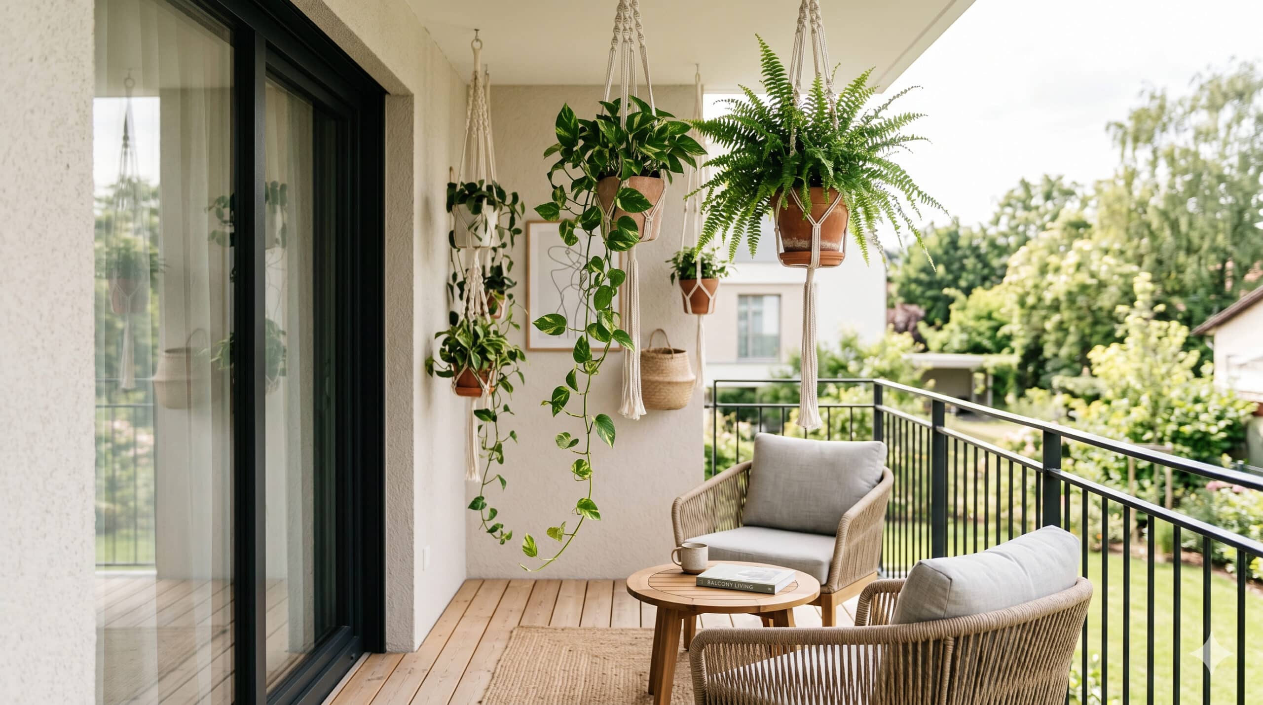 Plantas penduradas com macramé