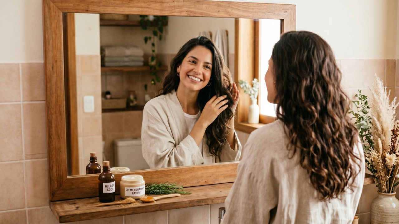 Mulher com cabelo longo hidratado