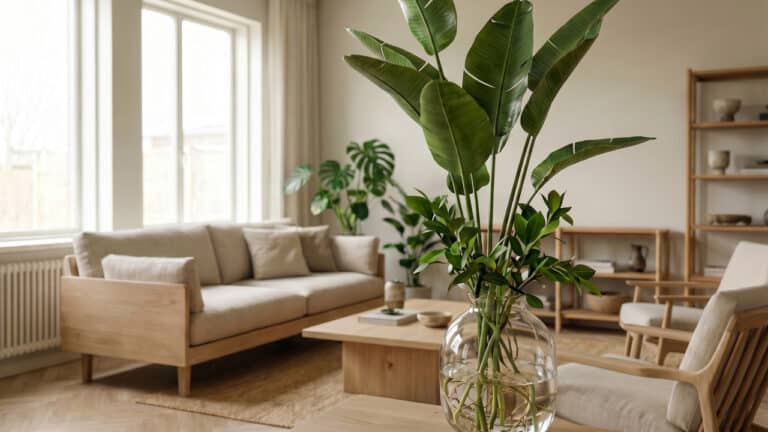 Plantas em vasos de vidro