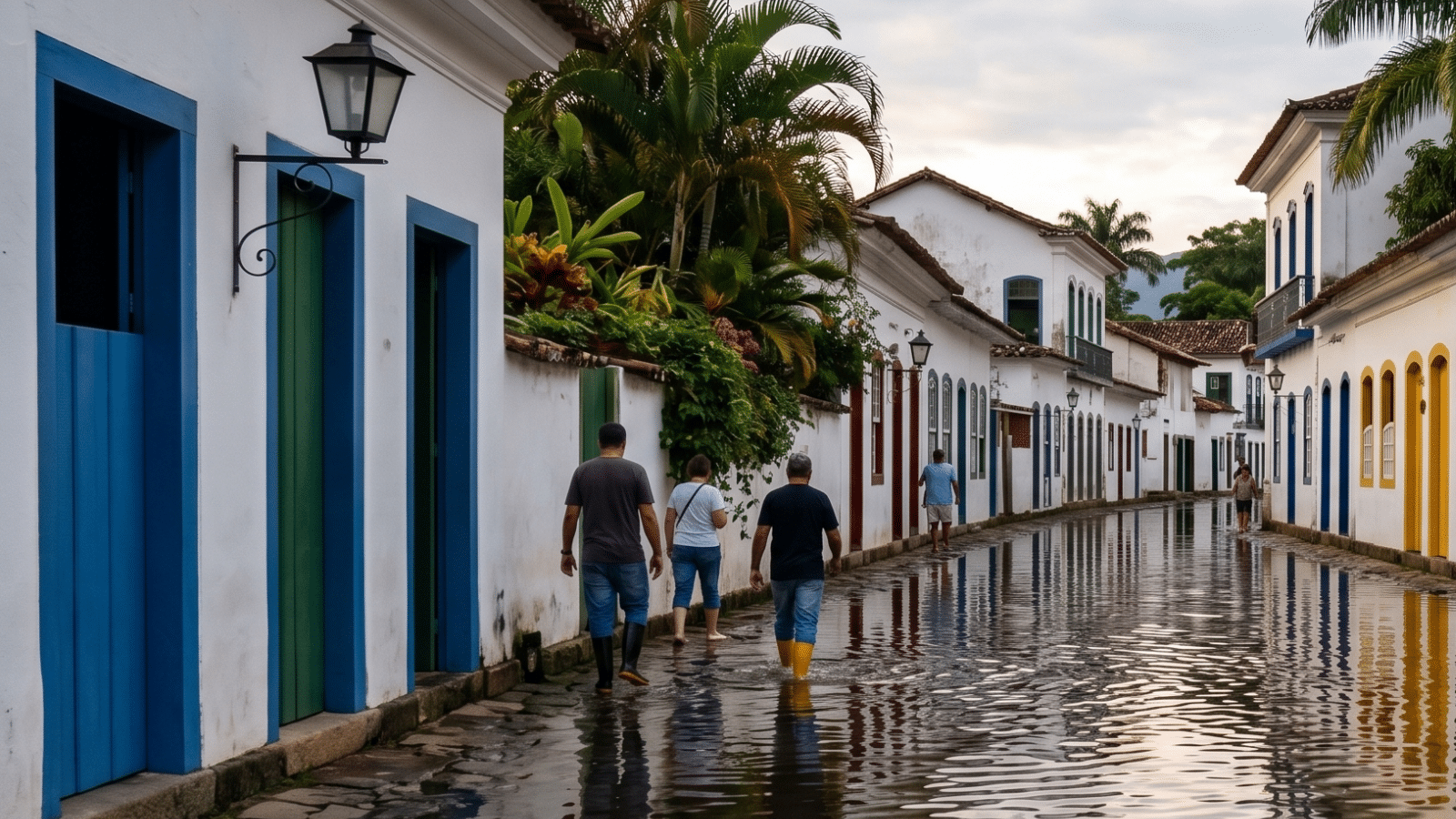 Rua maré alta em Paraty