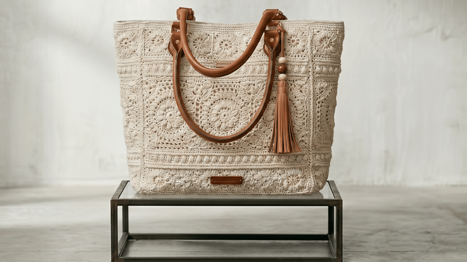Bolsa de crochê off-white