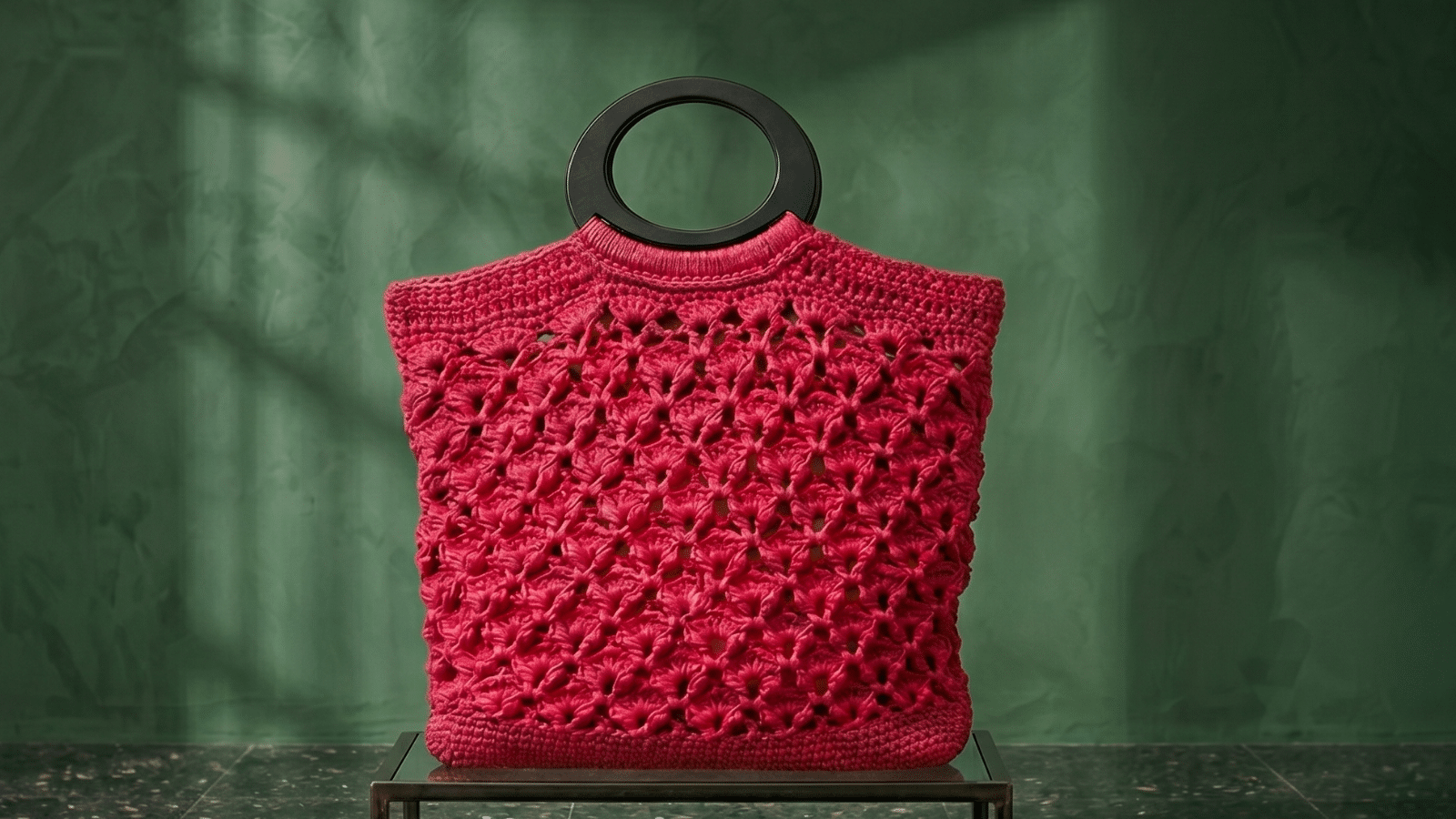 Bolsa em crochê nautico cor de rosa