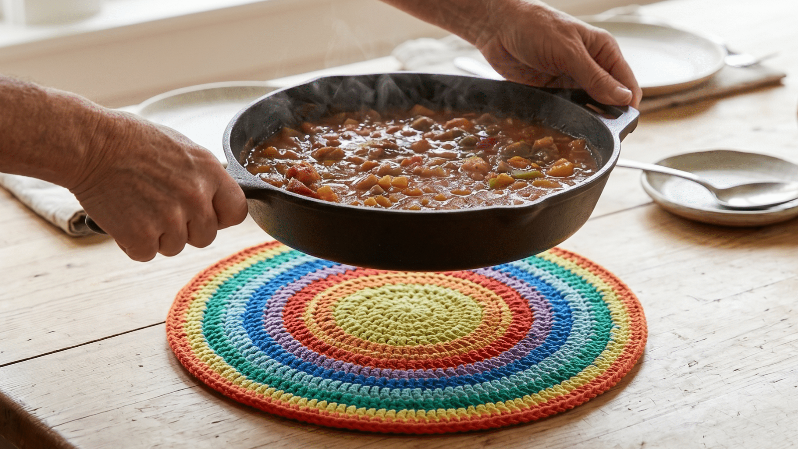 Este é o descanso de panela em crochê que protege sua mesa com elegância (Inclui gráfico prático)