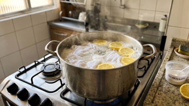 Fervura em panela com limão e bicarbonato