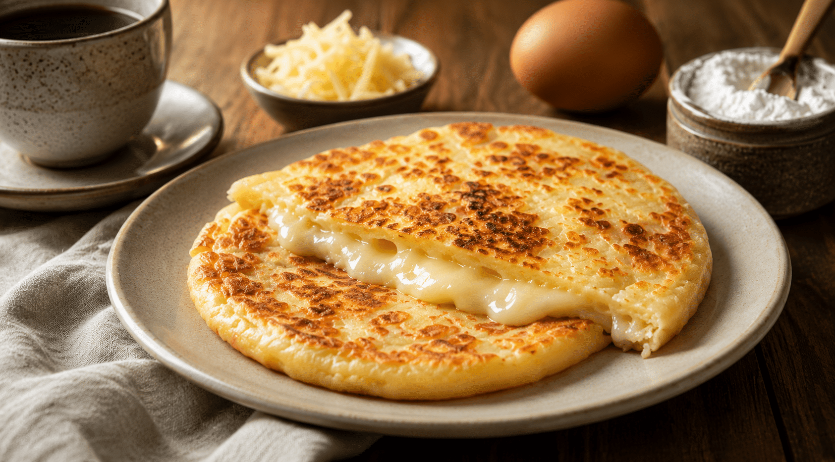 O Pão de queijo de frigideira rápido é a melhor opção para lanche rápido, pronto em poucos minutos