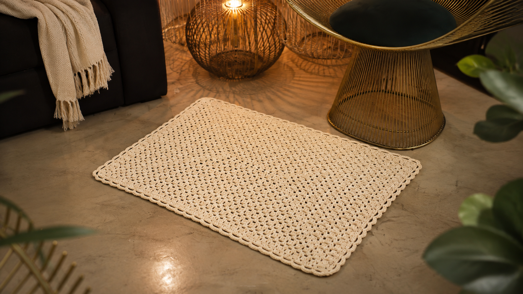 Tapete de Crochê Retangular com Gráfico: Modelo Elegante e Fácil para Renovar a Decoração
