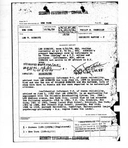 Page from Hurwitz's FBI file,