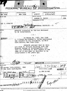 Page from Hurwitz's FBI file,
