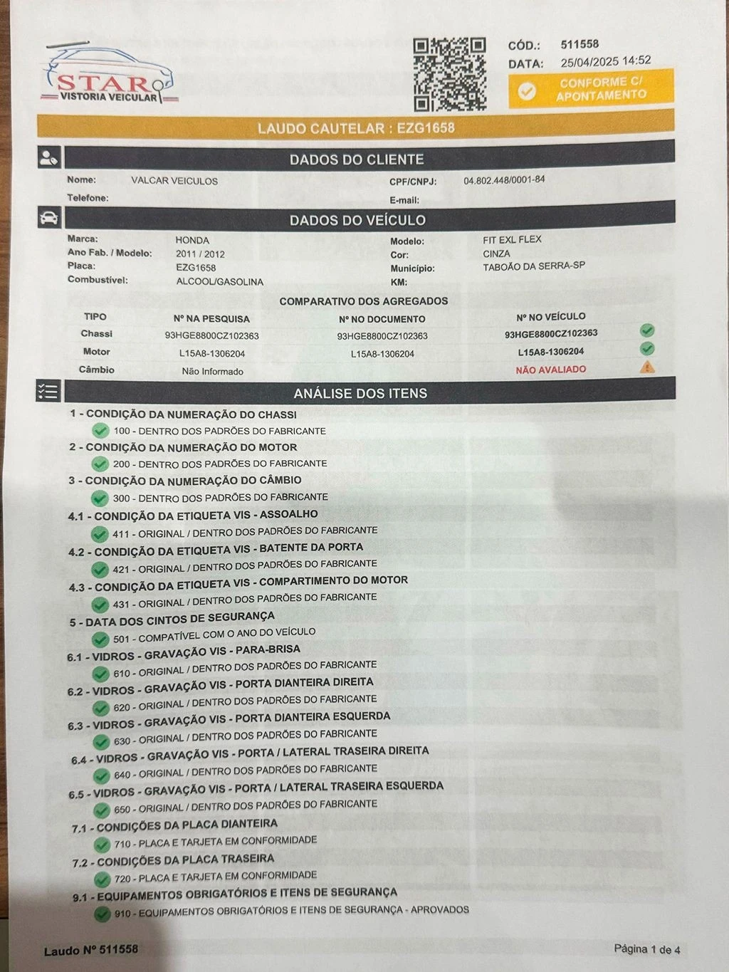 HONDA/FIT 1.5 EXL 16V 2012