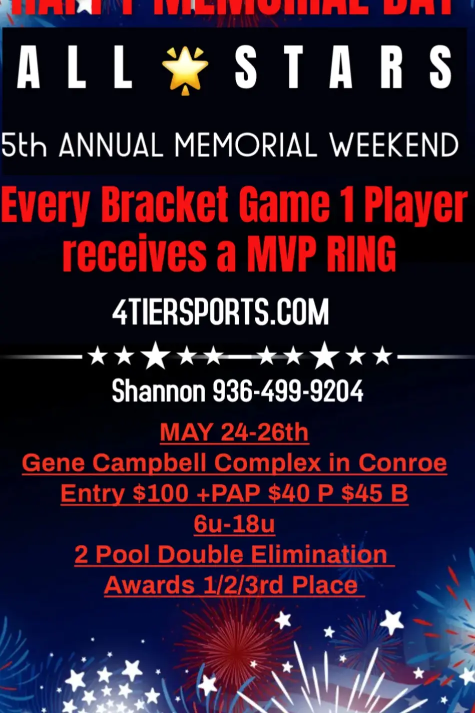 District All Stars~Double Point Event & MVP Rings given at each Bracket Game